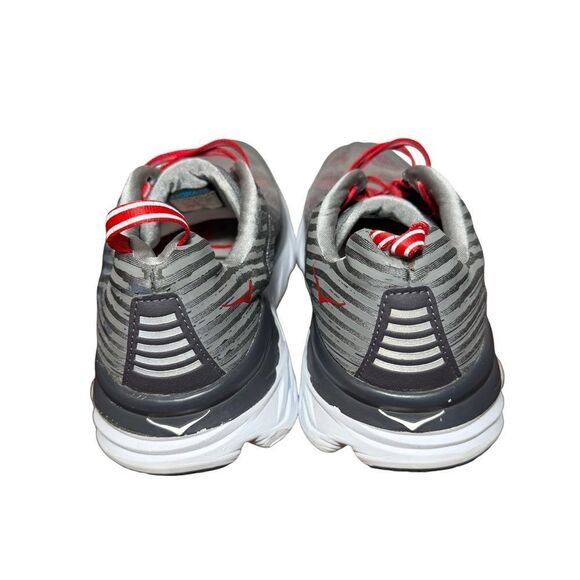 Men\'s Hoka Bondi 6 Gray Running Shoe with Red Accents size 11.5 main image 5